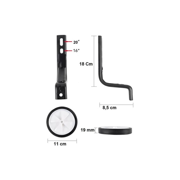 Bisiklet Yan Denge Tekeri Kalın Demirli 16 ve 20 Jant Bisiklet Yan Tekeri - 2