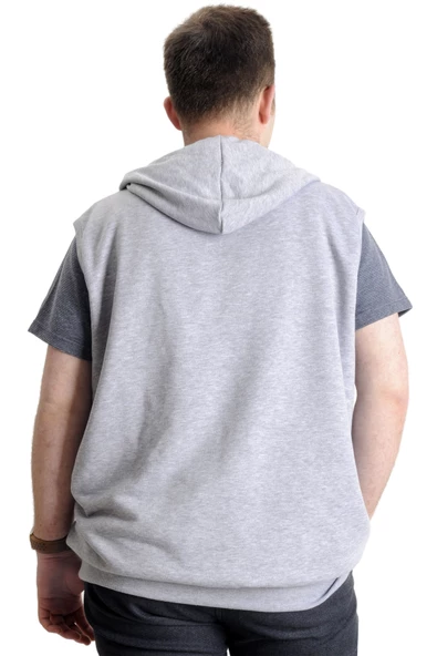 Mode XL Erkek Büyük Beden Yelek Kanguru Cep Fermuarlı 23620 Grimelanj - Resim 4