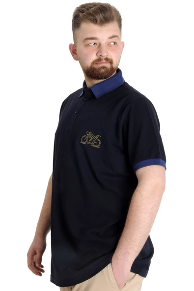 Mode XL Büyük Beden Erkek Polo T-shirt HIGH 23346 Lacivert - Resim 2
