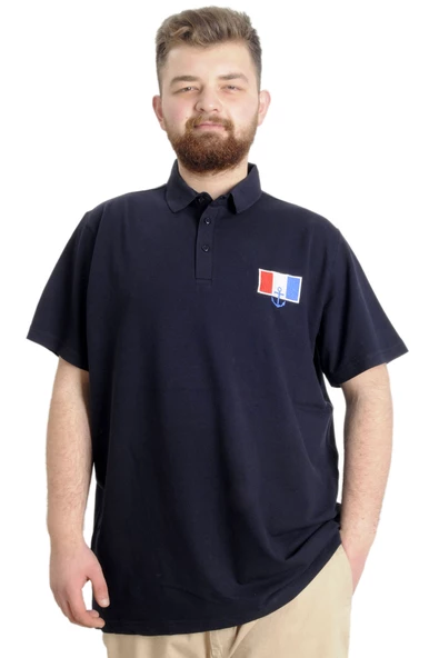 Mode XL Büyük Beden Erkek T-shirt Polo ABSOLUTE DESTINY 23335 Lacivert ürün görseli