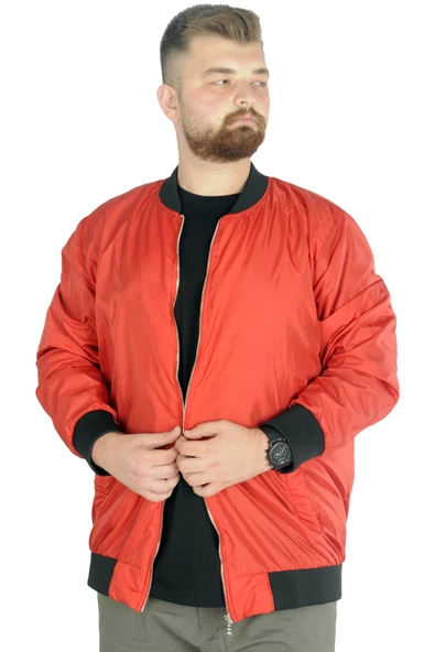 Mode XL Büyük Beden Erkek Kolej Mont Jesica 22611 Kırmızı - 2