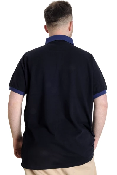 Mode XL Büyük Beden Erkek Polo T-shirt HIGH 23346 Lacivert - Resim 4