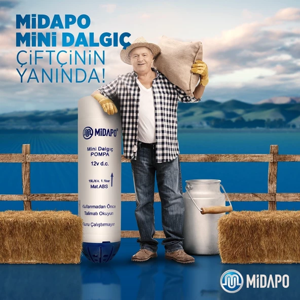 Midapo 12 Volt 1/4 Küçük Mini Dalgıç Pompa Mazot Su Yada Süt Pompası - 3