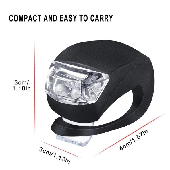 İkili Ledli Bisiklet Işığı Gece Lambası Siyah Su Geçirmez Silikon Yanıp Sönen - 3