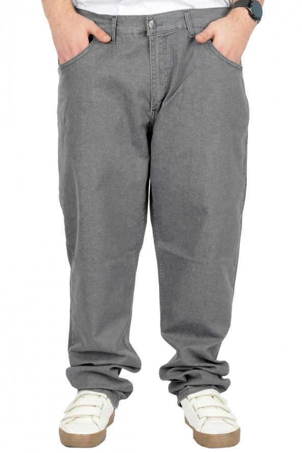 Mode XL Büyük Beden Erkek Kot Pantolon Klasik 5Cep Mark 22930 Gri