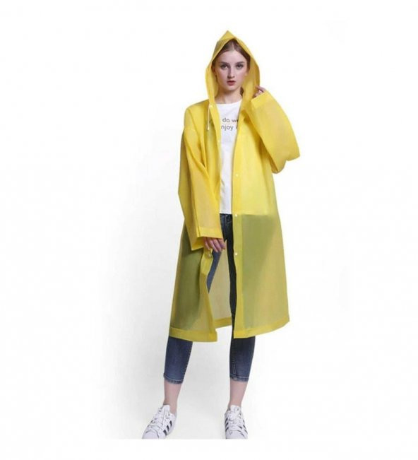 Kadın Erkek Yağmurluk Kapüşonlu Çıtçıtlı Eva Unisex Pratik Kapşonlu Yağmurluk XL Büyük Beden