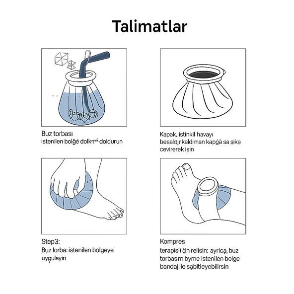 İki Adet Buz Torbası Soğuk Kompres Torbası Emniyetli Kapaklı Su Geçirmez Kumaş Büyük Boy - 8