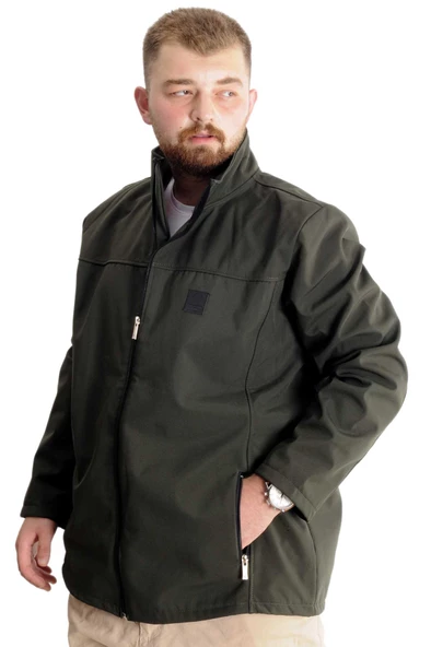 Mode XL Büyük Beden Erkek Mont Waterproof Softshell 21232 Haki - 6