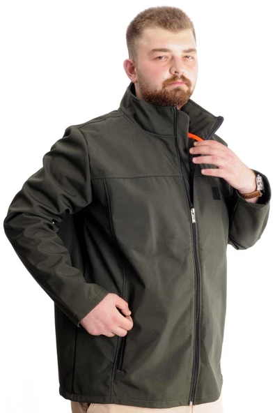 Mode XL Büyük Beden Erkek Mont Waterproof Softshell 21232 Haki - 7