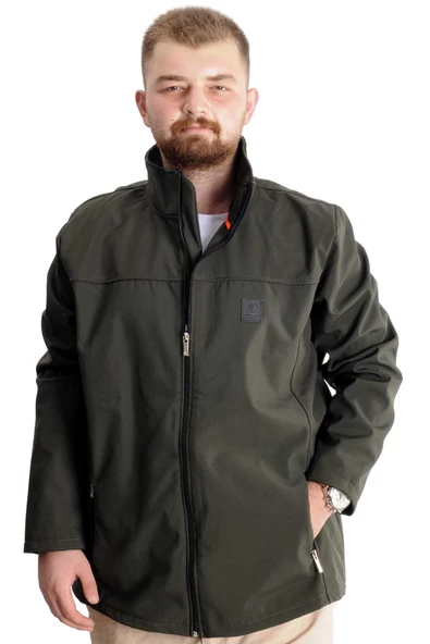 Mode XL Büyük Beden Erkek Mont Waterproof Softshell 21232 Haki - 9