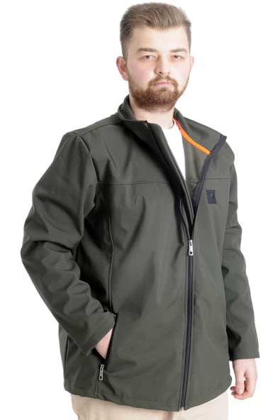 Mode XL Büyük Beden Erkek Mont Waterproof Softshell 21232 Haki - 4