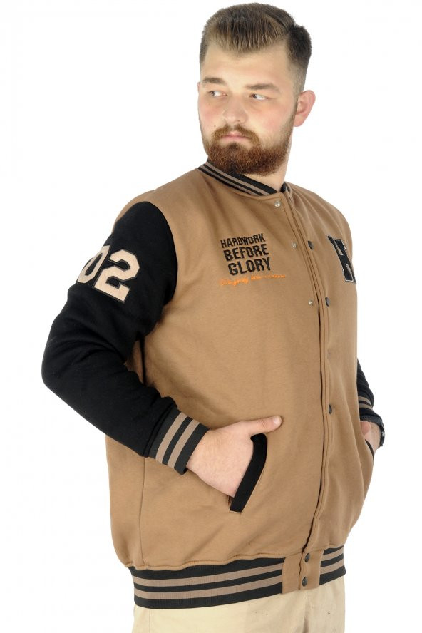 Mode XL Büyük Beden Erkek Kolej Mont Before Glory 22613 Sütlü Kahve - 2