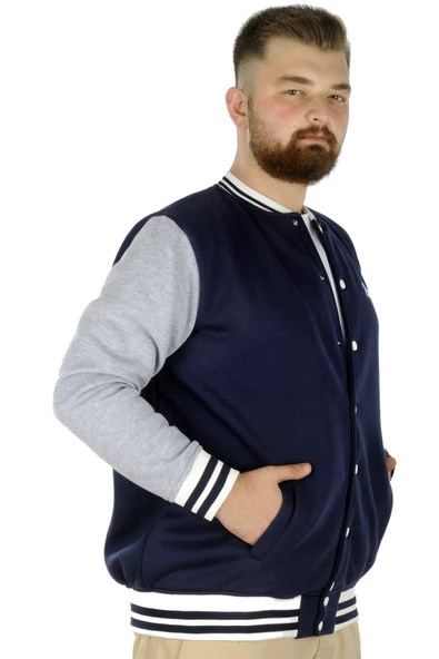 Mode XL Büyük Beden Erkek Kolej Mont Süper 22614 İndigo - 2