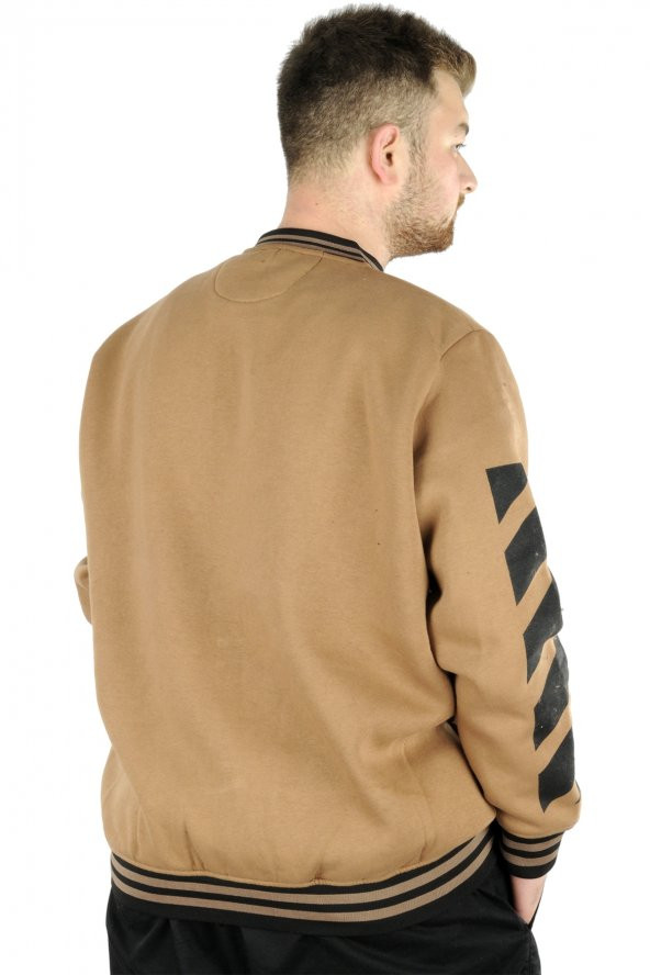 Mode XL Büyük Beden Erkek Kolej Mont M 22616 Sütlü Kahve - 3