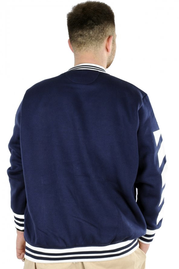 Mode XL Büyük Beden Erkek Kolej Mont M 22616 İndigo - 3