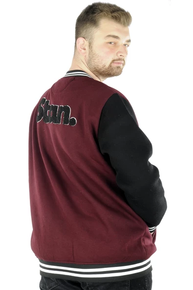 Mode XL Büyük Beden Erkek Kolej Mont Stan 22615 Mürdüm - 3