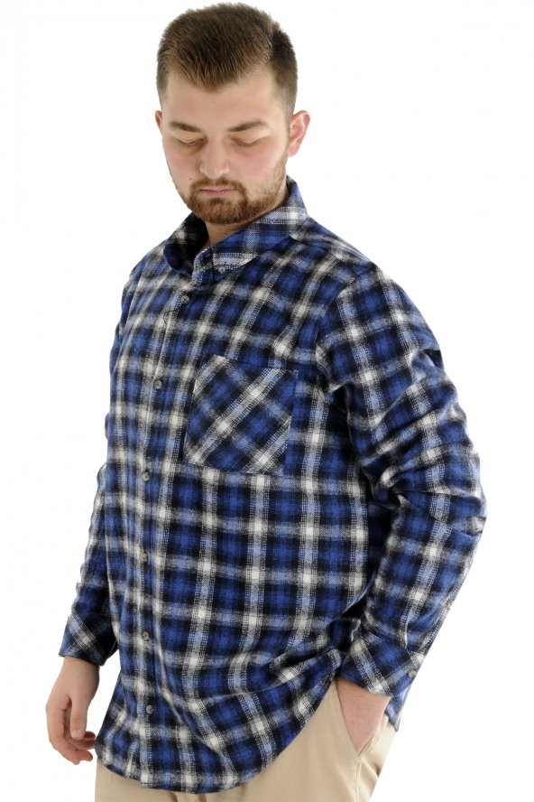 Mode XL Erkek Gömlek Ekose Oduncu 21394 Lacivert - 2