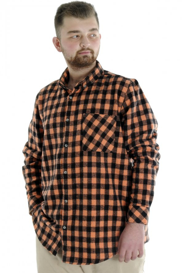 Mode XL Erkek Gömlek Ekose Oduncu 21394 Oranj - 3