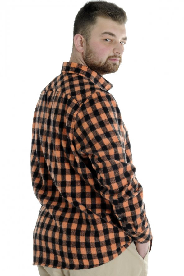 Mode XL Erkek Gömlek Ekose Oduncu 21394 Oranj - 4