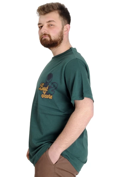 Mode XL Büyük Beden Erkek T-shirt BEST SCORE 23134 Nefti - Resim 2