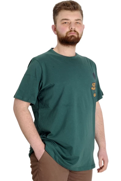 Mode XL Büyük Beden Erkek T-shirt BEST SCORE 23134 Nefti - Resim 3