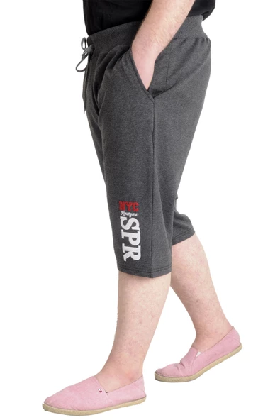 Mode XL Büyük Beden Erkek Kapri NYC 23507 Antramelanj - Resim 2