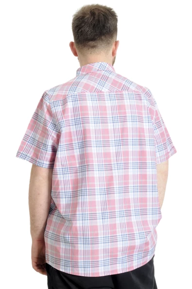 Mode XL Büyük Beden Erkek Gömlek Ekose Kısa Kollu 23301 Ekru - 4