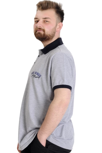 Mode XL Büyük Beden Erkek Polo T-shirt SAILING 23344 Grimelanj - 3