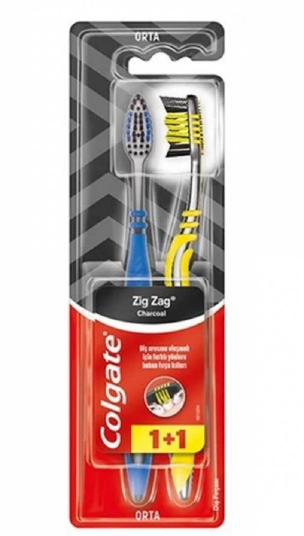 Colgate   Zigzag Charcoal Diş Fırçası 1+1 (Orta)