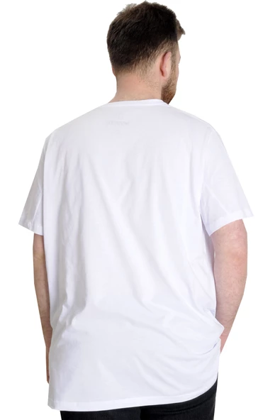 Mode XL Büyük Beden Erkek T-shirt CULTURE 23146 Beyaz - 4