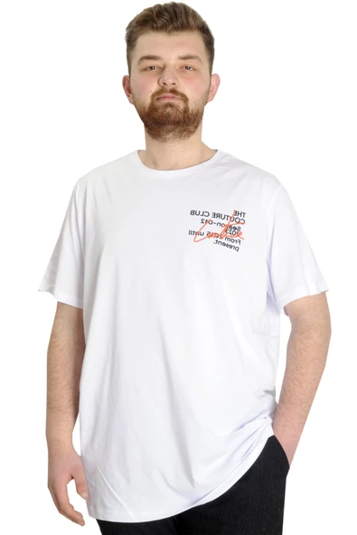 Mode XL Büyük Beden Erkek T-shirt CULTURE 23146 Beyaz - 1