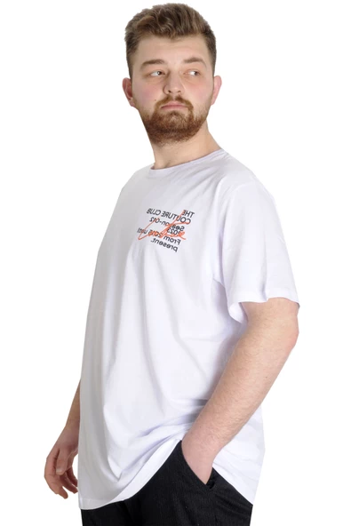 Mode XL Büyük Beden Erkek T-shirt CULTURE 23146 Beyaz - 2