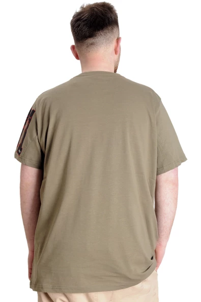 Mode XL Büyük Beden Erkek T-shirt 91 23153 Haki - Resim 4
