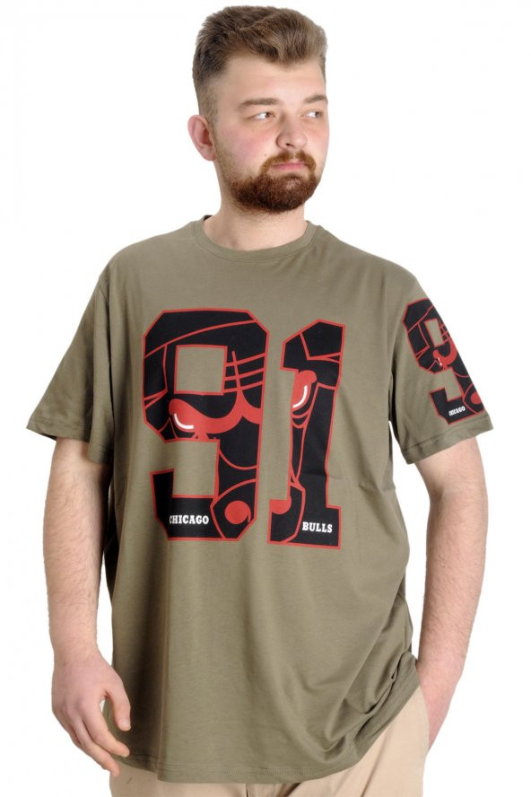 Mode XL Büyük Beden Erkek T-shirt 91 23153 Haki