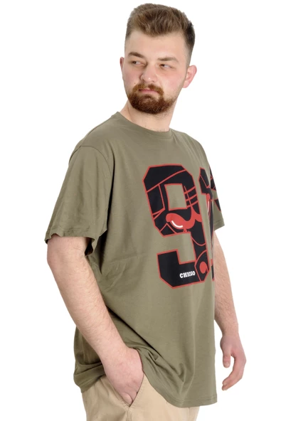 Mode XL Büyük Beden Erkek T-shirt 91 23153 Haki - Resim 3