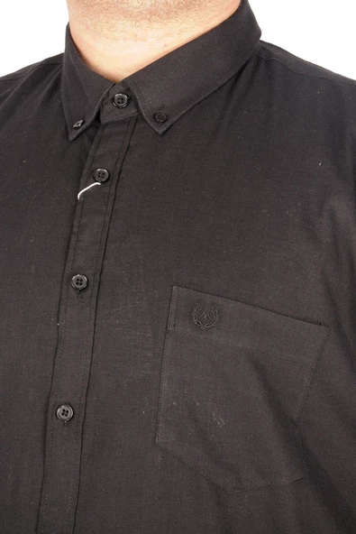 Mode XL Büyük Beden Keten Likralı Gömlek Cepli 20389 - 3