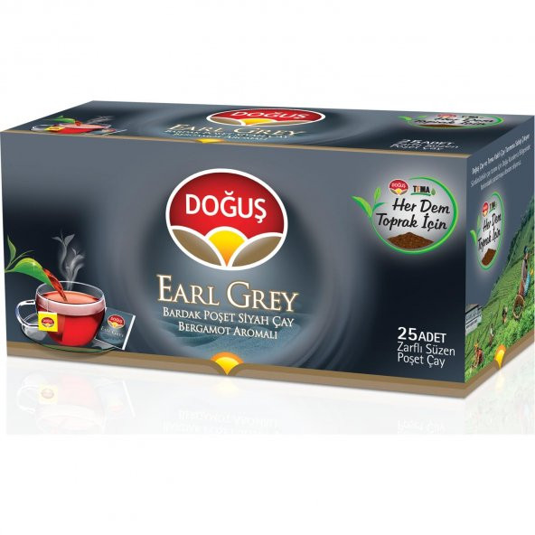 Doğuş Early Grey Süzen Poşet Bardak Sallama Çay 25 Li Paket