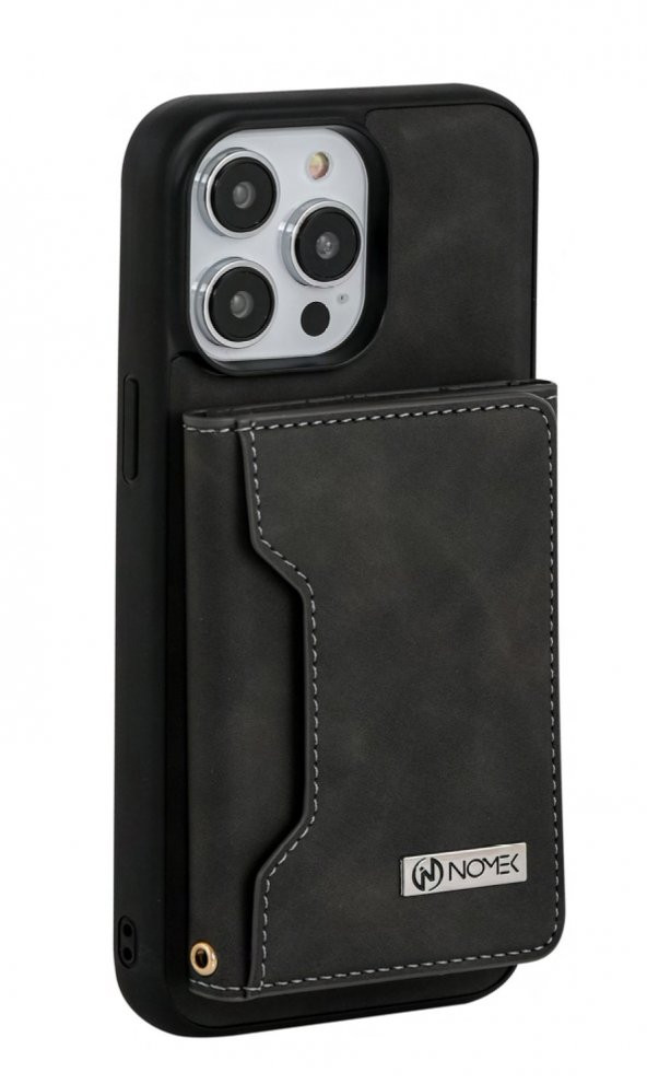 İphone 12 Pro Max Cüzdanlı Magsafe Kılıf Kapak Koruma Siyah