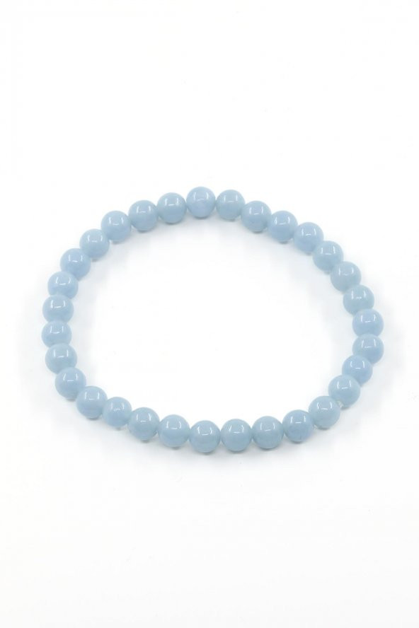 Anjelit  Doğal Taş Bileklik 6 mm Küre Kesim - Resim 2