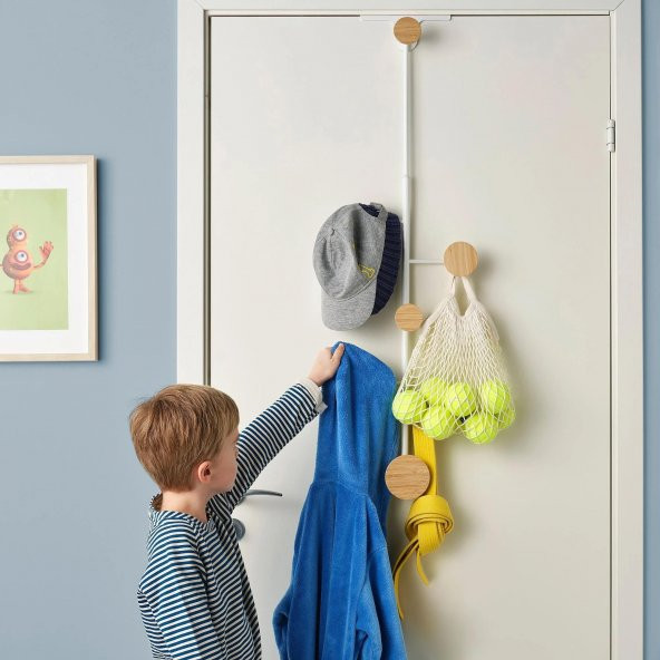 Kapı Askısı, Beyaz-Huş MeridyenDukkan 99x28 cm Banyo-Ardiye Alanı Düzenleyici - 5
