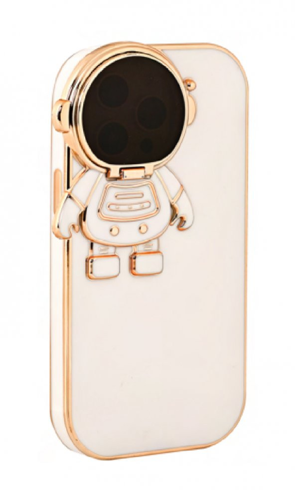 İphone 12 Pro Max Astronot Kamera Cam Korumalı Telefon Kılıfı Beyaz