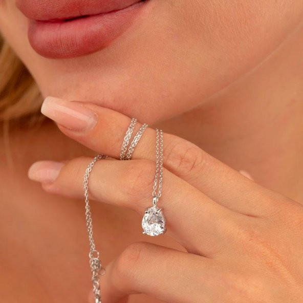 Gümüş Pazarım Damla Motifli Güneş Kolye ürün görseli 1