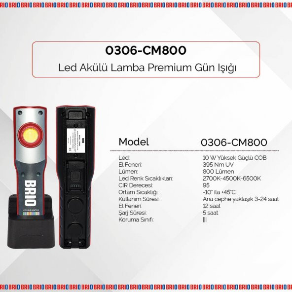 Brio Led Şarjlı Lamba Colour Match Gün Işığı 800L - 2
