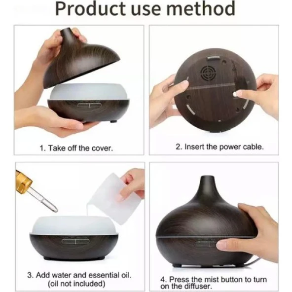 Mi7a Ultrasonik Hava Nemlendirici Uçucu Yağ Difüzör 550 ml Kumandalı Buhar Makinası ve Aroma Difüzörü - 3