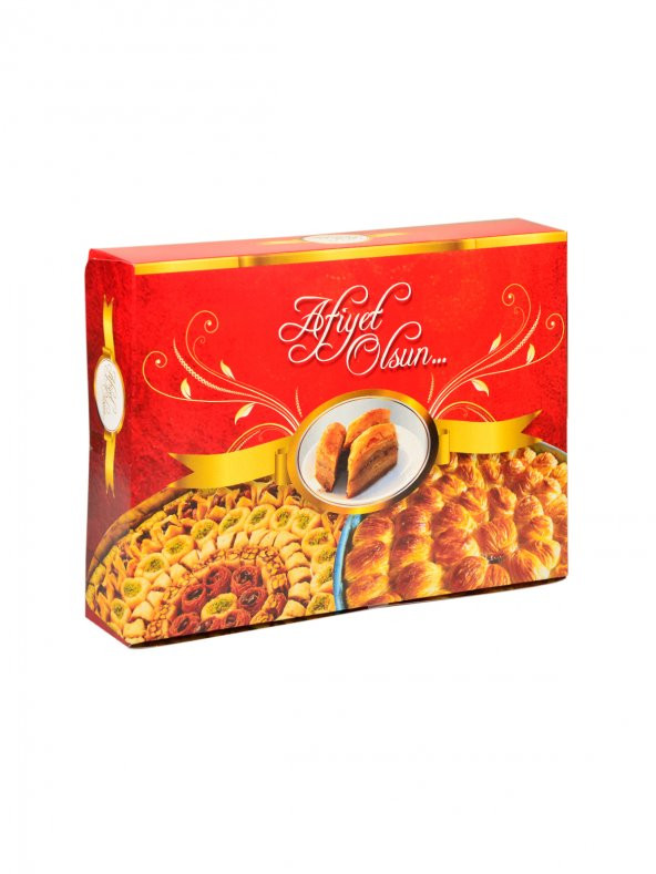 Baklava Kutusu 500 gr 100lü Paket  12x23x4 cm Metalizeli Krome Karton Baskılı Ambalaj - 1
