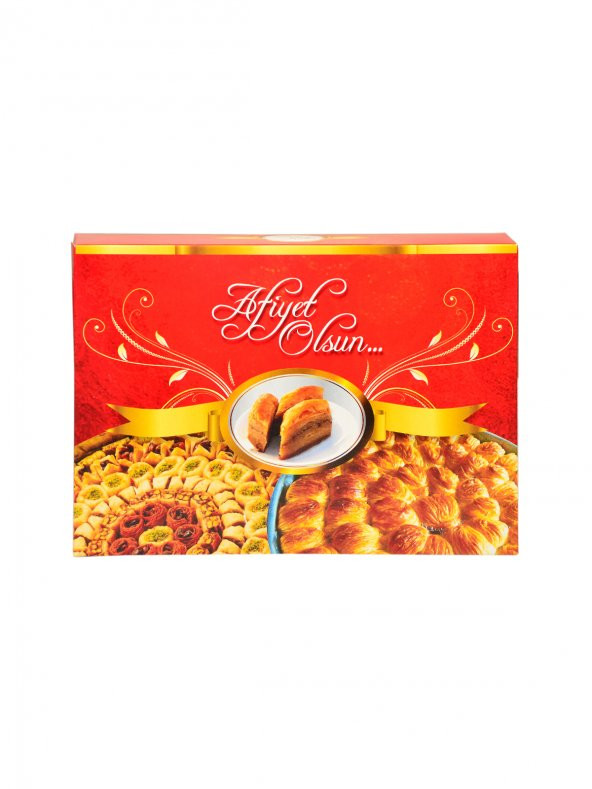 Baklava Kutusu 500 gr 100lü Paket  12x23x4 cm Metalizeli Krome Karton Baskılı Ambalaj - 2