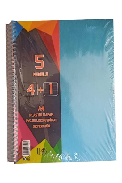 a4 boy 4+1 ayraçlı defter dersane defteri (4 kareli 1 çizgili )125 yaprak udep - 3