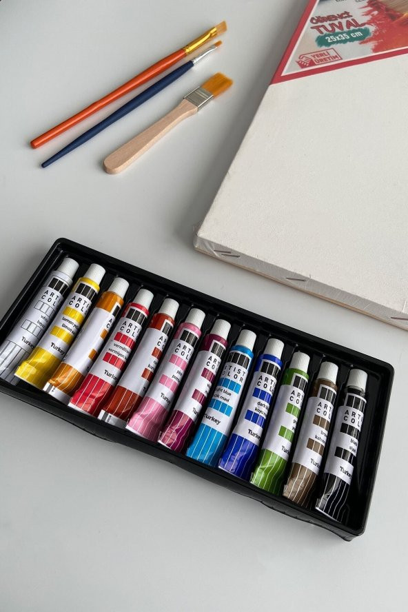 Tuval Boyama guaj  boya Öğrenci Resim Seti 25x35 Tuval - Resim 3