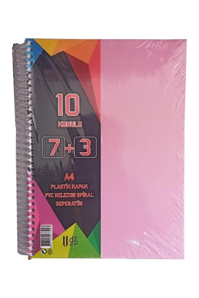 a4 boy 7+3 ayraçlı defter dersane defteri (7 kareli 3 çizgili )250 yaprak 10 bölümlü udep - 2