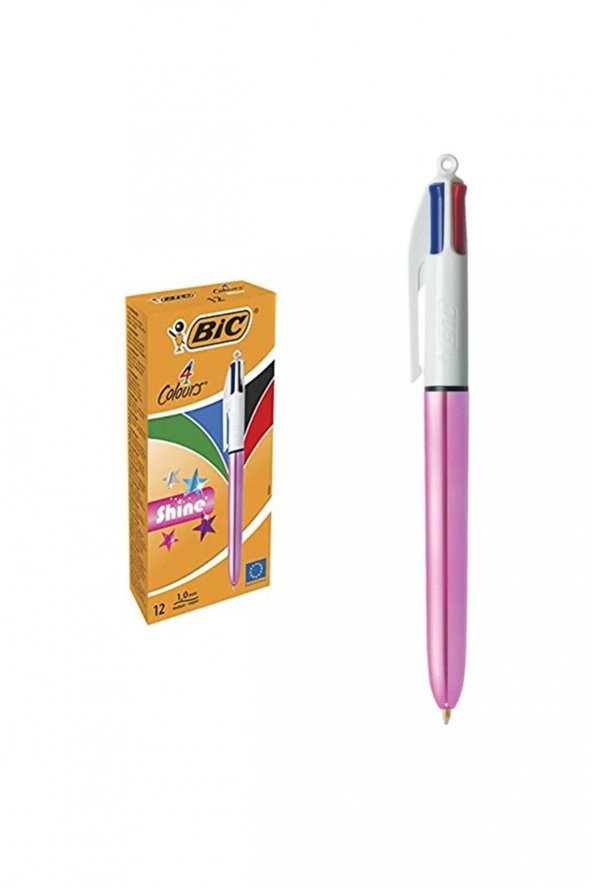 Bic Tükenmez Kalem Shine 4 Renk Pembe Gövde 4 Renkli Tükenmez Kalem (12 Li Paket)